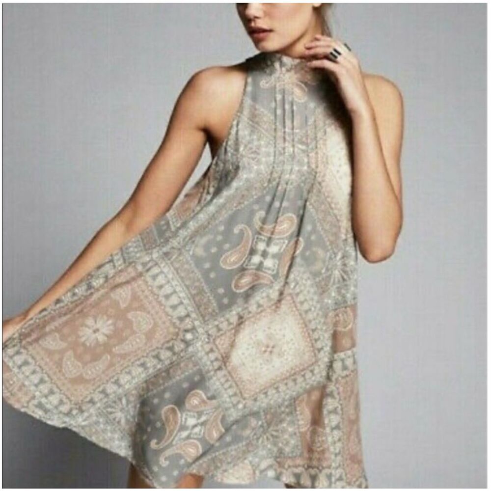 Intimately Free People Beaux Halter Style Printed Slip Dress Size M